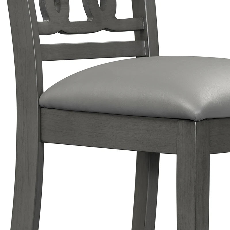 5-Piece Round Dining Table PU-leather Chairs