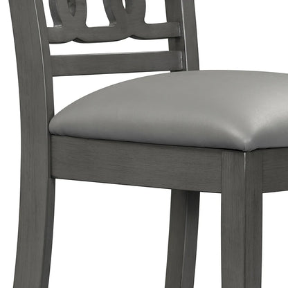 5-Piece Round Dining Table PU-leather Chairs