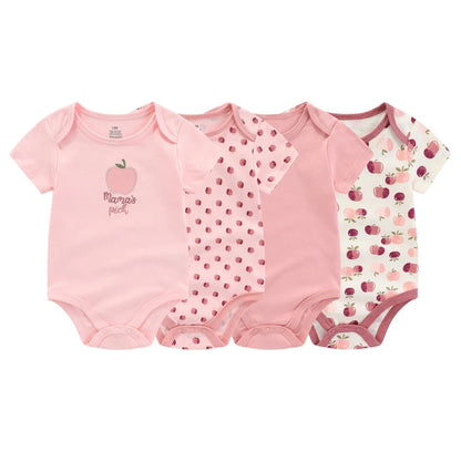 4Pieces Short Sleeve Cartoon Baby Boy/Girl Bodysuit