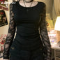 Black Gothic T-shirt For Women Club Lace
