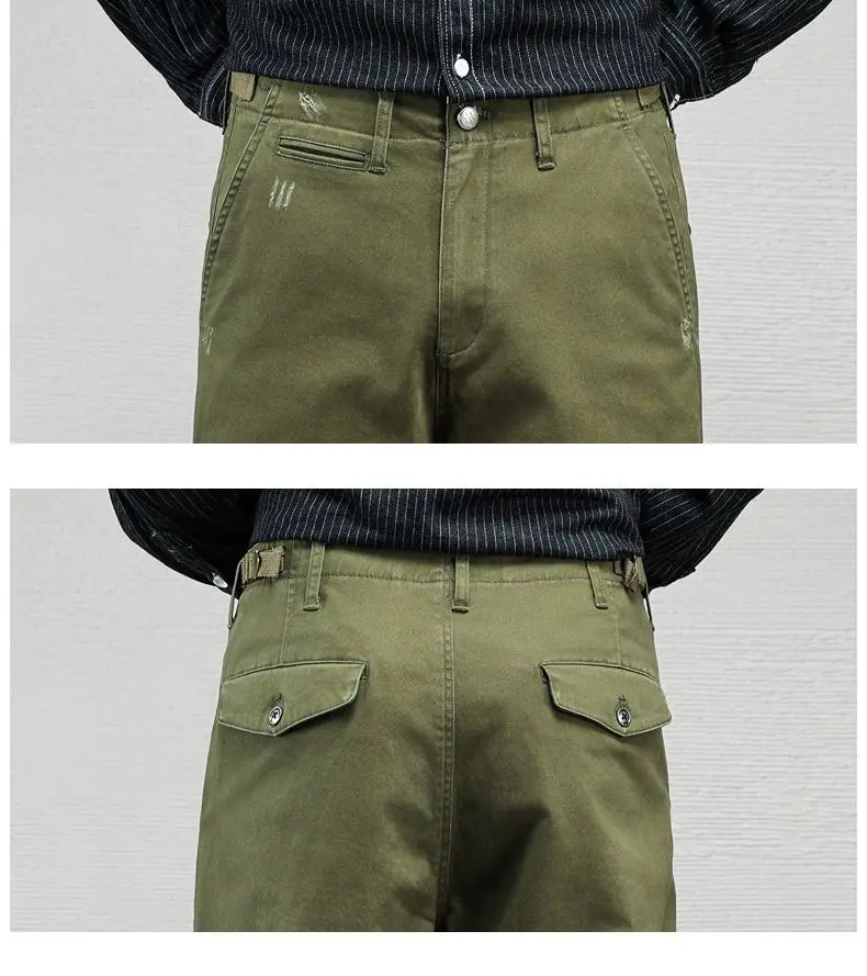 Casual Cotton Pants, Loose Straight Leg Workwear