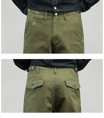 Casual Cotton Pants, Loose Straight Leg Workwear