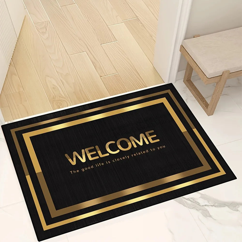 Gold Stripes Decorations Door Entry Carpet