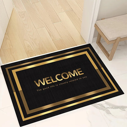 Gold Stripes Decorations Door Entry Carpet