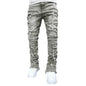 Men Skinny Pants Vintage Patch Frayed Denim