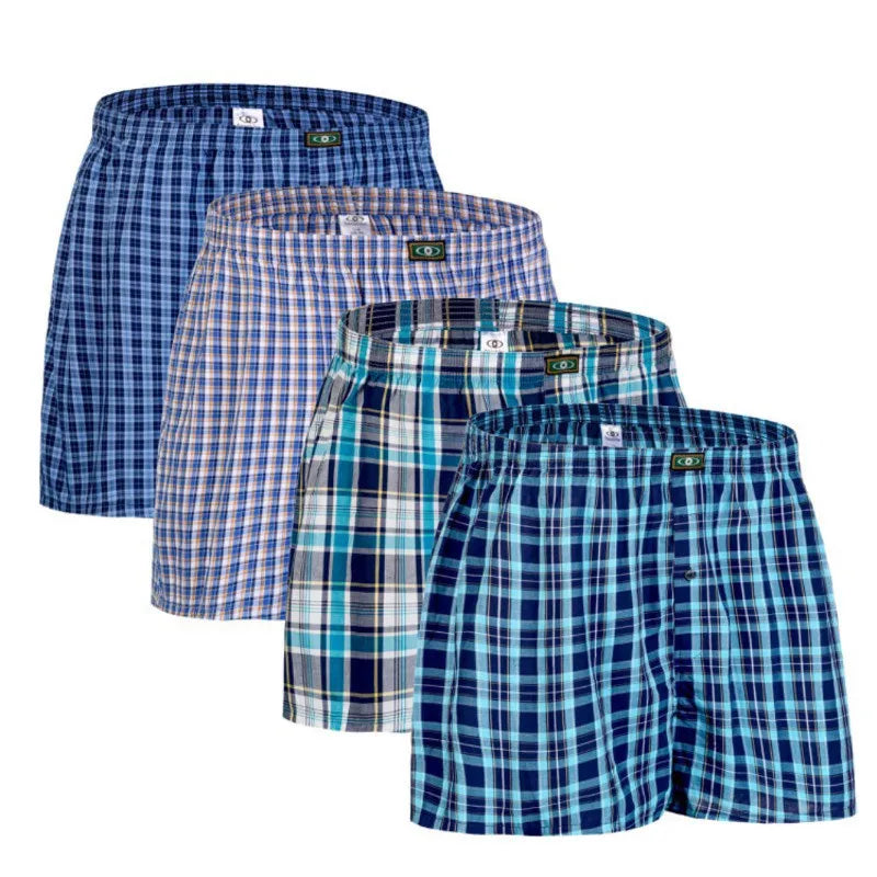 5Pcs Plus Size Men's Boxers Breathable Plaid