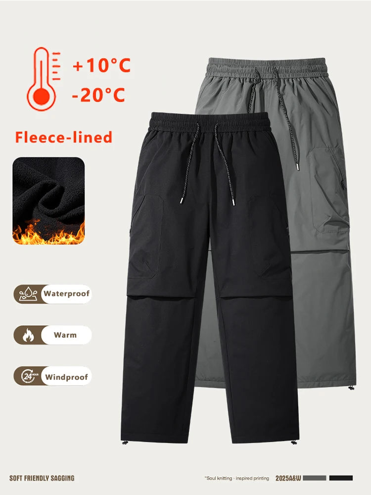 Men's Winter Fleece Warm Pants Outdoor Waterproof