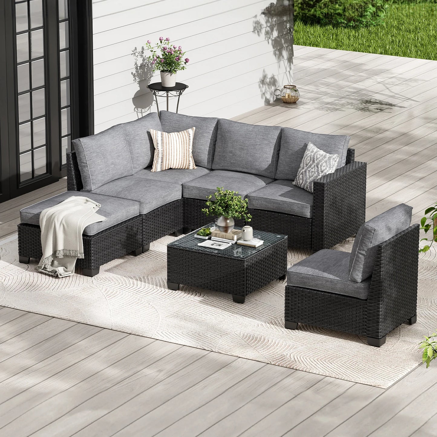 Sofa Set, Outdoor Furniture with Ottoman
