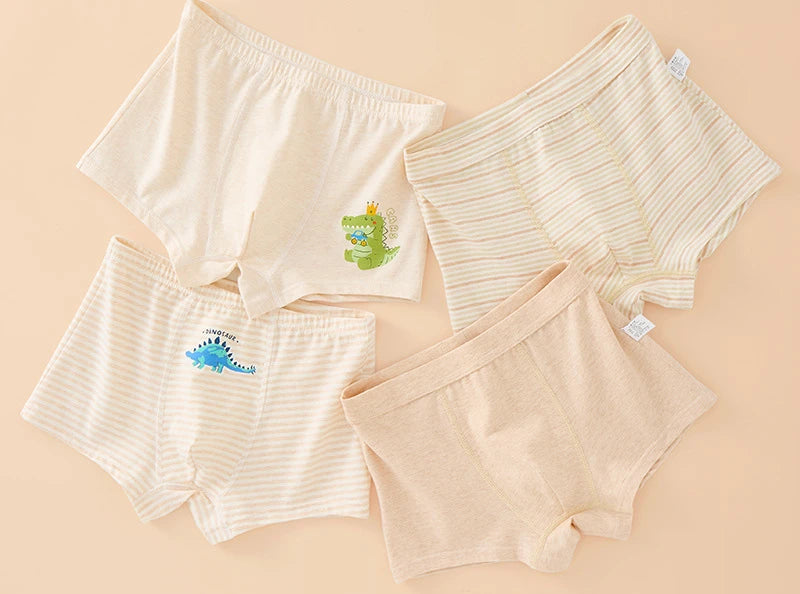 4PCS Boys Colored Cotton Breathable Comfort Underwear