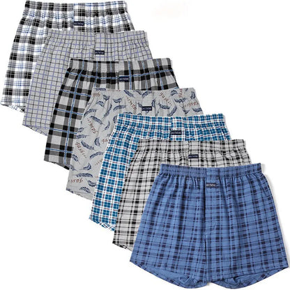 5Pcs Plus Size Men's Boxers Breathable Plaid