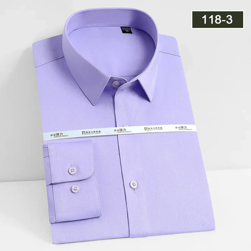 Men's White Long Sleeved Business Formal Wear Shirt