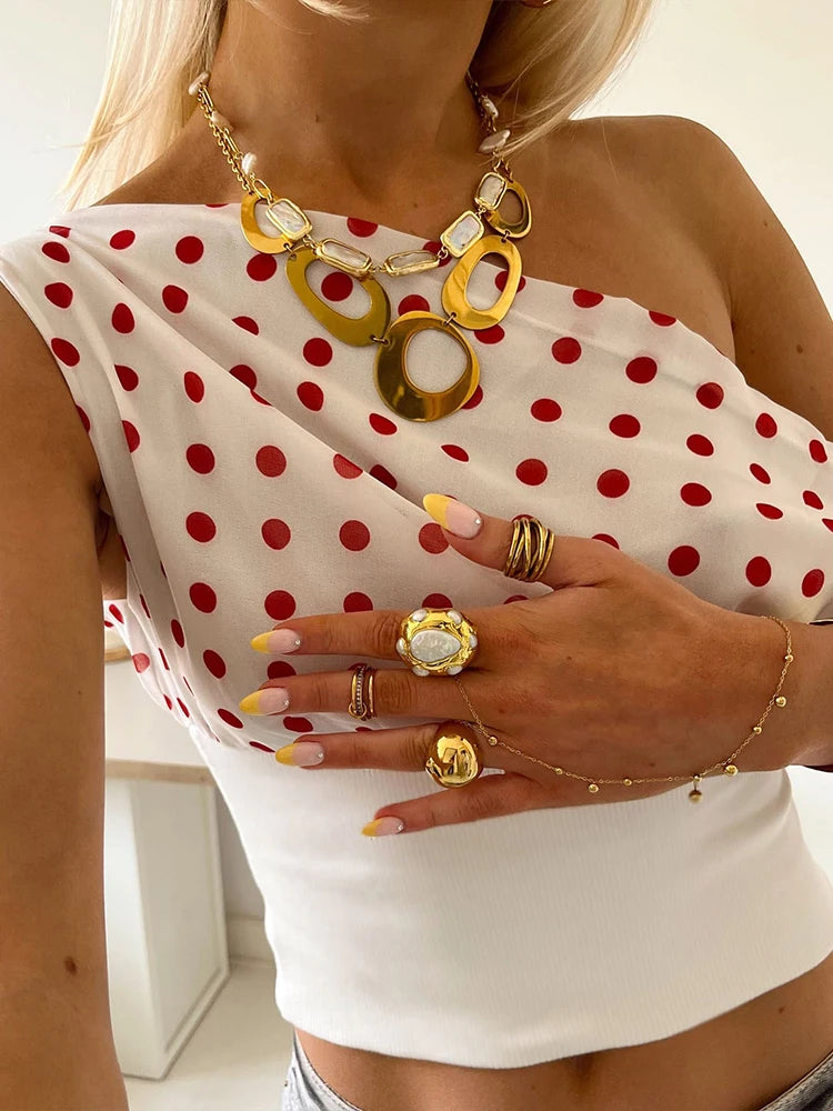 Polka Dots Print Women Trend Off Shoulder