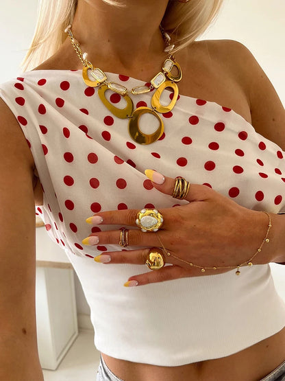 Polka Dots Print Women Trend Off Shoulder