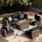 7-Pieces Patio Furniture Sets Outdoor Sectional Firepit Table