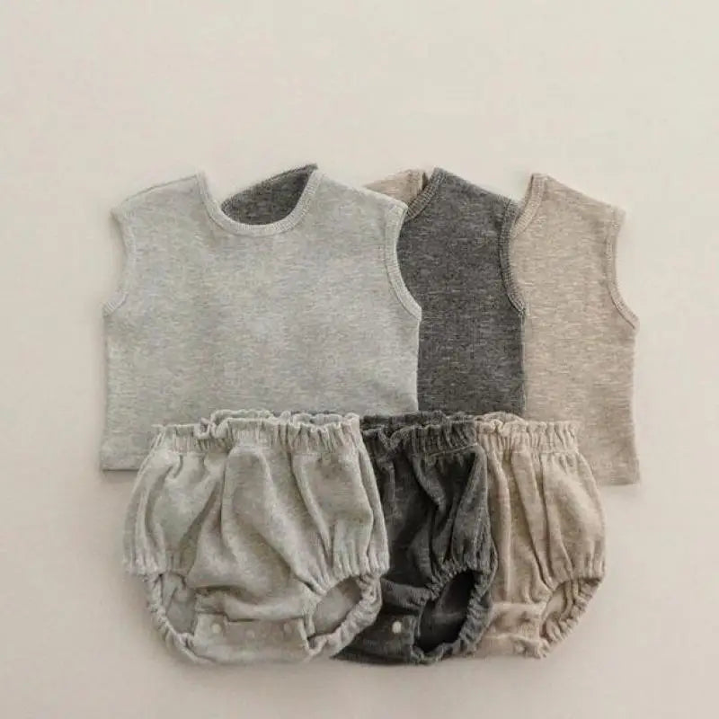 2 Pcs Sleeveless Breathable Cotton Pajamas Set