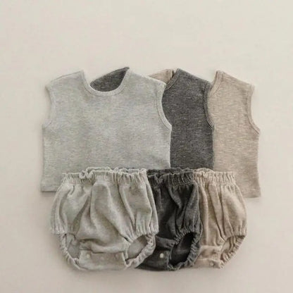 2 Pcs Sleeveless Breathable Cotton Pajamas Set