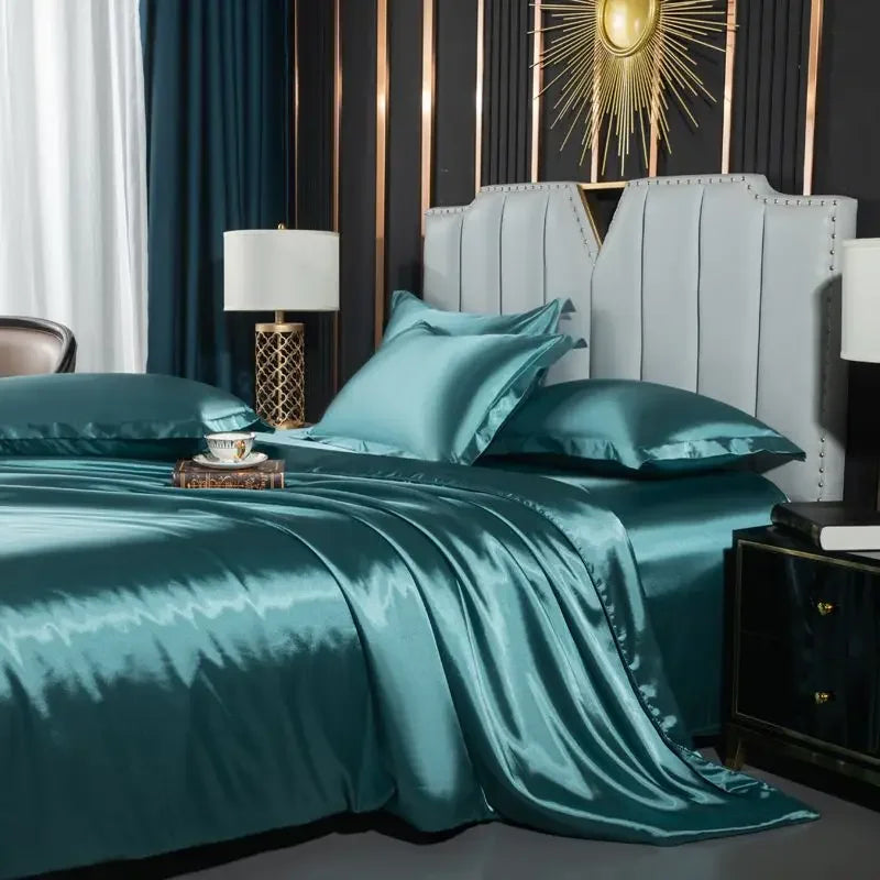 Silk Duvet Cover Bed Sheet Pillowcase Luxury