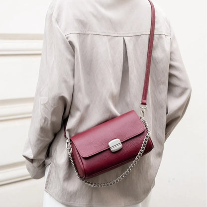 Genuine Leather Women's Barrel Crossbody Bag