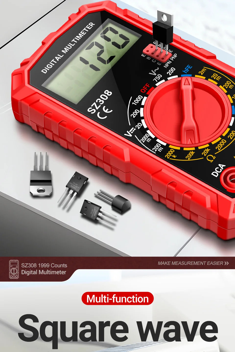 Digital Multimeter   AC/DC Current Meter Voltage Resistance