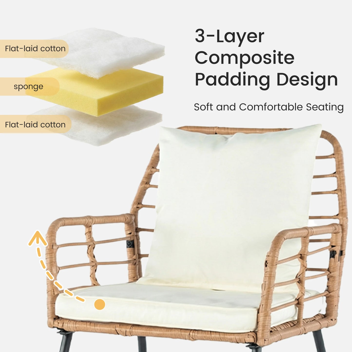 4 PCS Outdoor Wicker Patio Furniture Soft Cushion