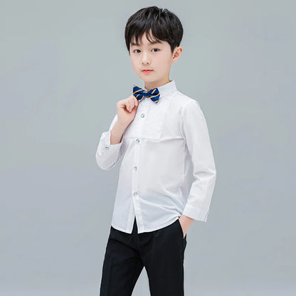 Boys Shirts White Long Sleeve Turn-down Collar