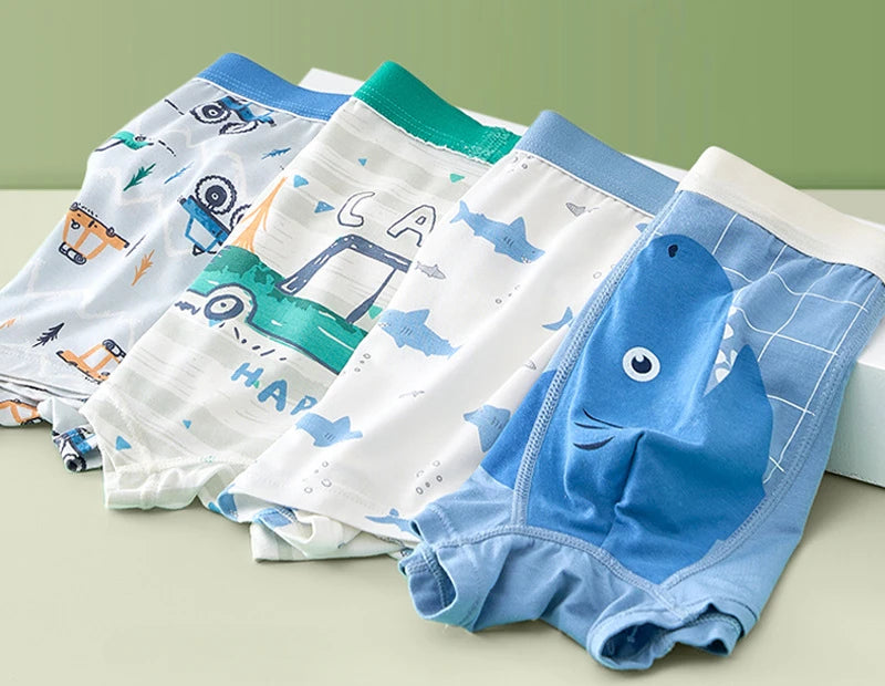 4PCS Cute Cartoon Boys Breathable Comfort Underwear