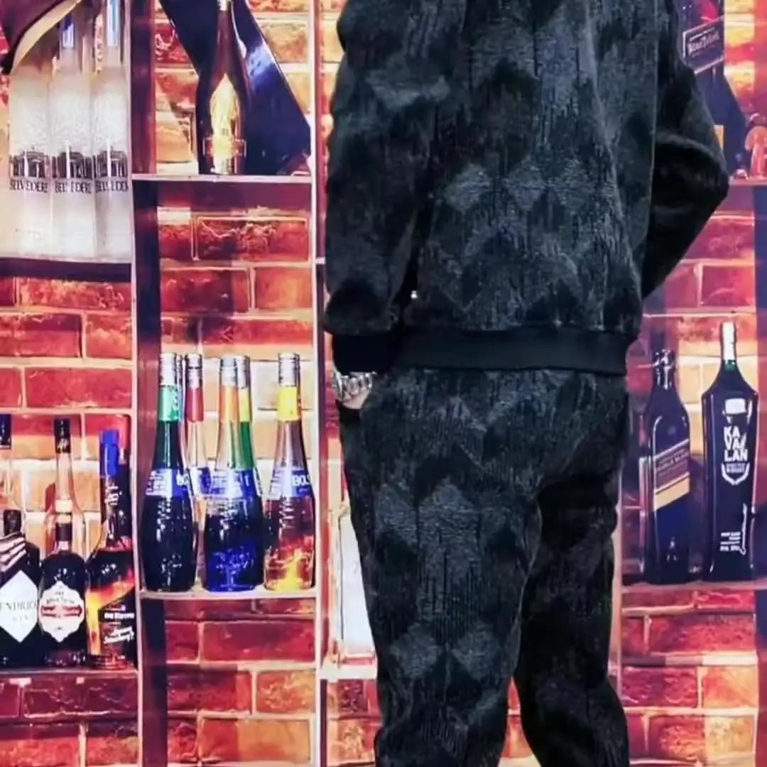 Mens Zipper Hoodie Tracksuit Jacket+Sweatpants