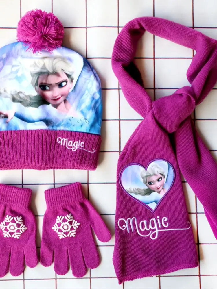 Magic Elsa Cartoon Scarf Hat glove