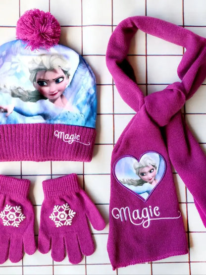 Magic Elsa Cartoon Scarf Hat glove