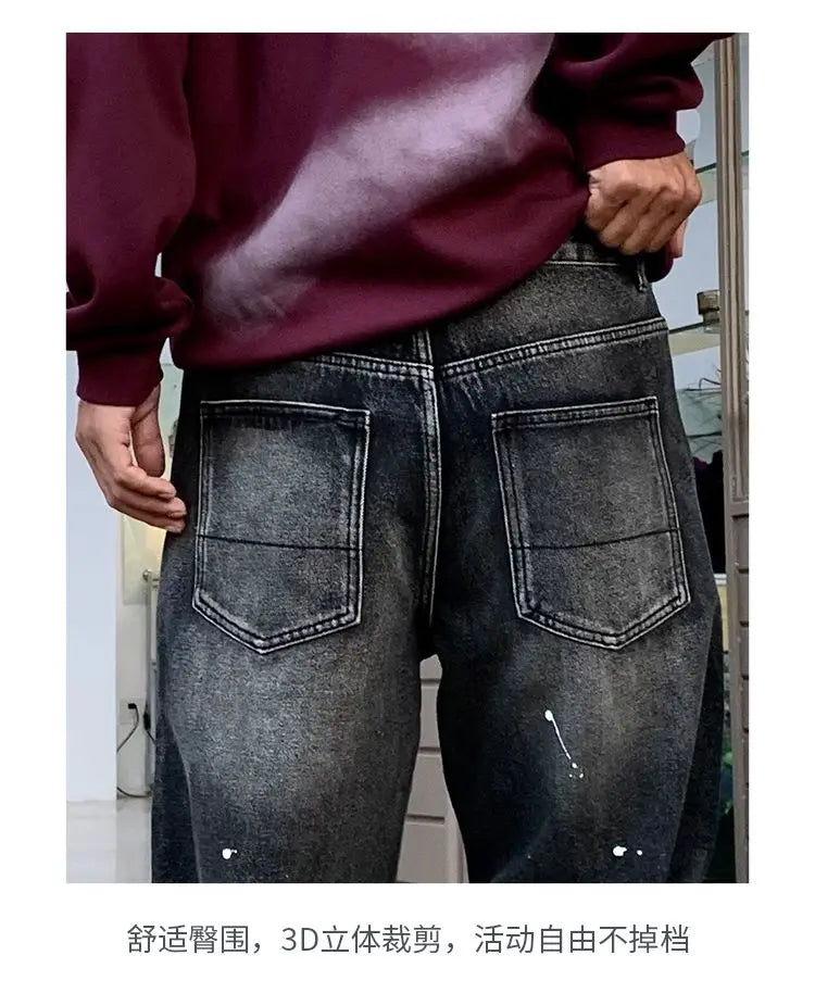 Men Loose Straight-leg, trendy wide-leg long pants
