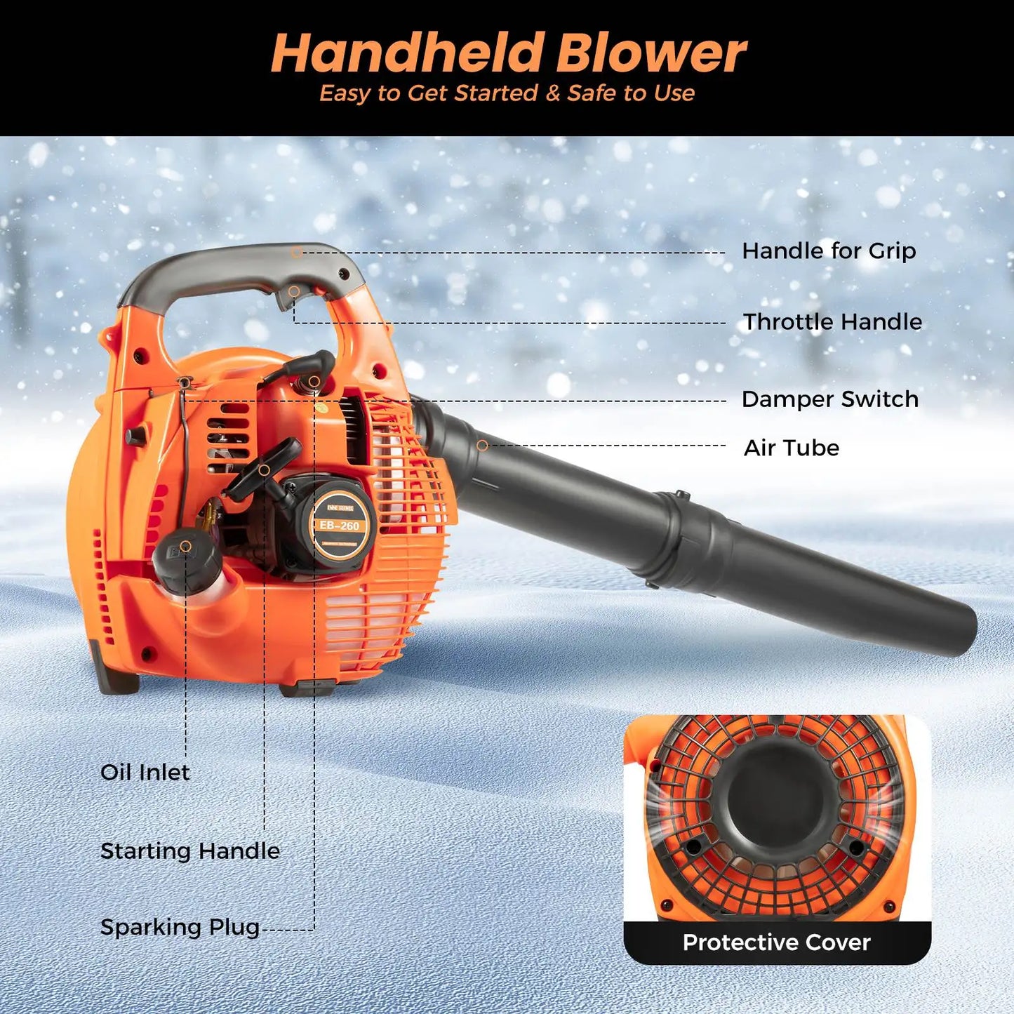 Commercial Handheld Gas Leaf Blower Cleaning Tool