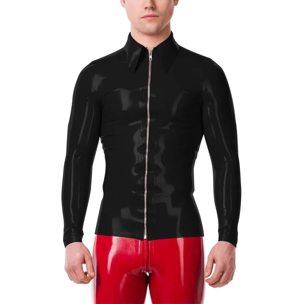 Mens Fashion Zipper Long Sleeve Jacket Turn-down Collar