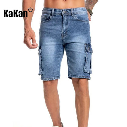 Mens Multi Pocket Micro Elastic Jeans Casual
