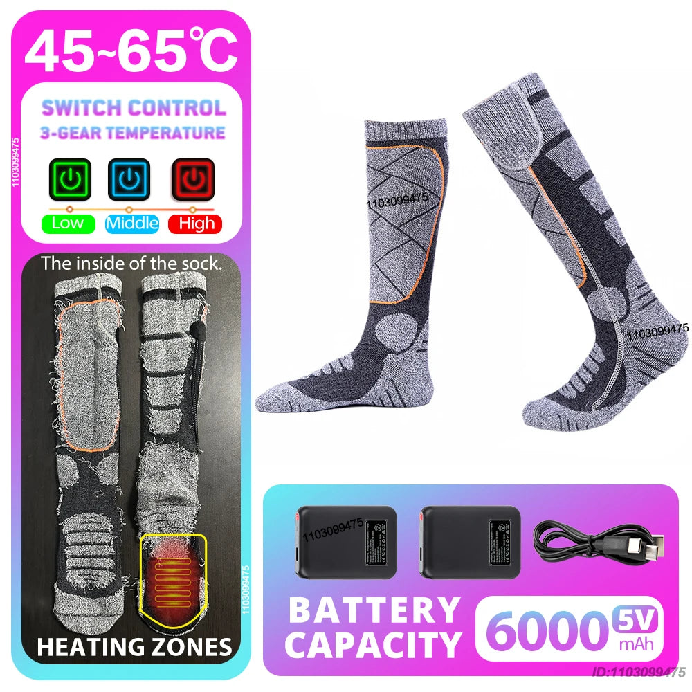 Rechargeable Anti-Cold Men Women Thermal Heated Socks