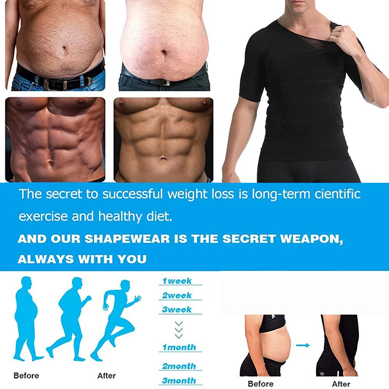Mens Compression Shirt Slimming Body Shaper Undershirts