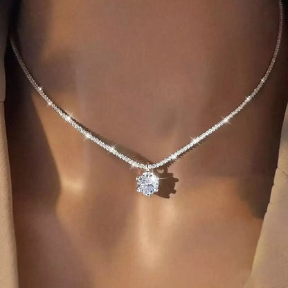 Sterling Silver Moissanite Crown Necklace for Ladies