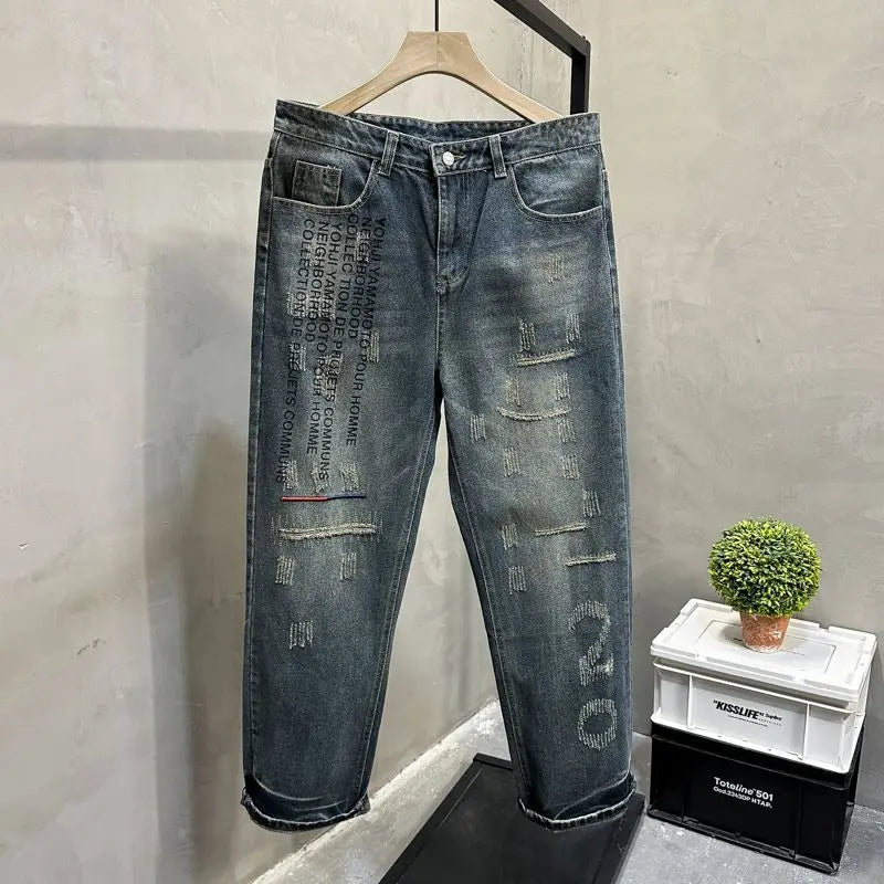 Loose Personality Trendy Washed Pants Men'