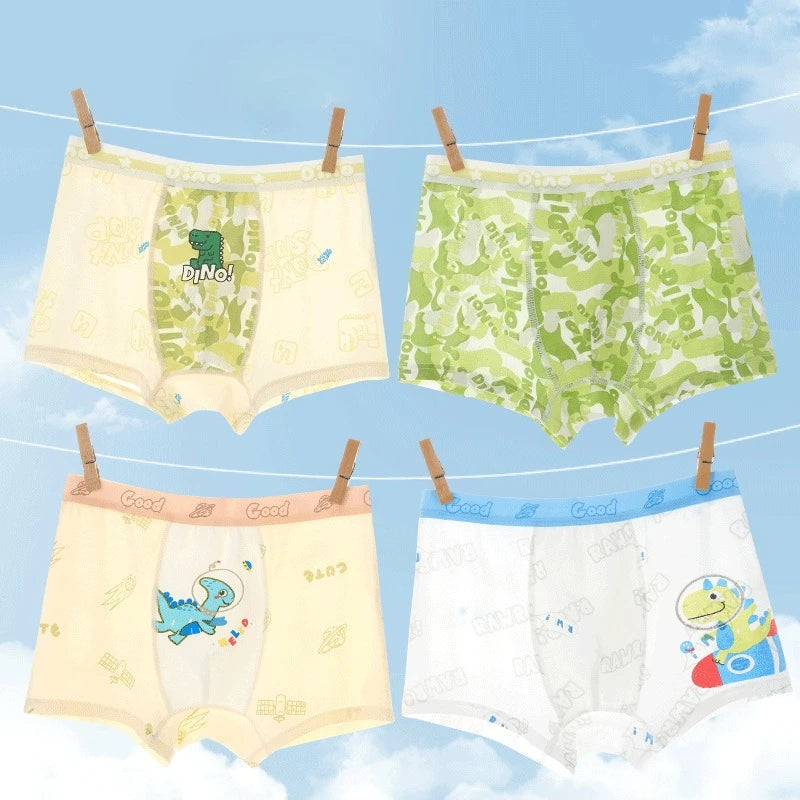 4PCS Mesh Breathable Boy Comfort Antibacterial Cartoon  Underwear