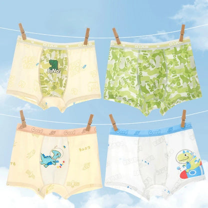 4PCS Mesh Breathable Boy Comfort Antibacterial Cartoon  Underwear