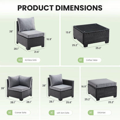 Sofa Set, Outdoor Furniture with Ottoman