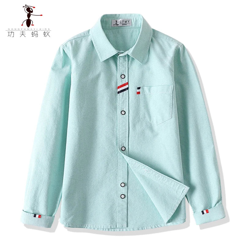 Cotton Solid Color Full-sleeved Boy's Shirts