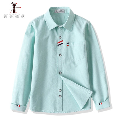 Cotton Solid Color Full-sleeved Boy's Shirts