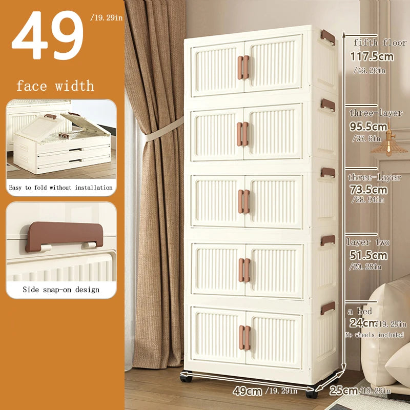 Foldable Plastic Storage Cabinet, Easy Assembly