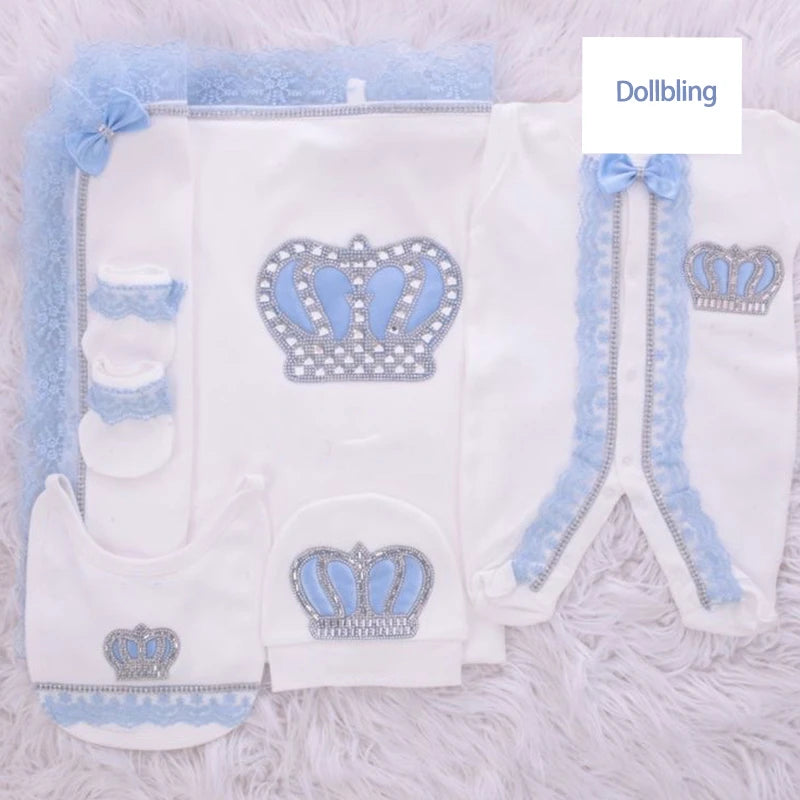 5 Pcs Girl/Boy Hospital Exit Newborn Bling Outfits
