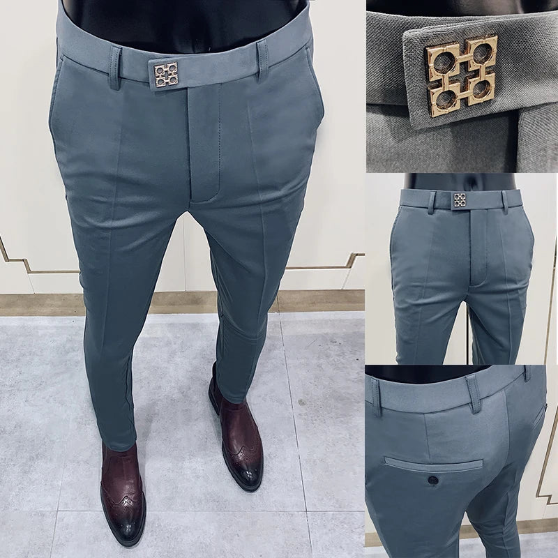 Men Stretch Slim Formal Casual Pants Fashion