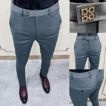 Men Stretch Slim Formal Casual Pants Fashion