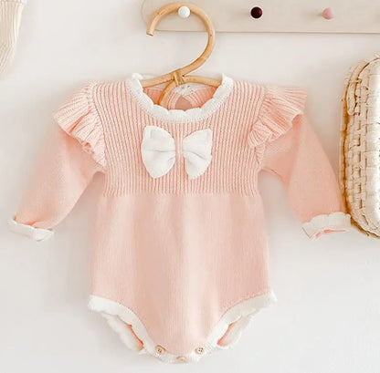 Baby Girls Knitting Romper Red Fashion