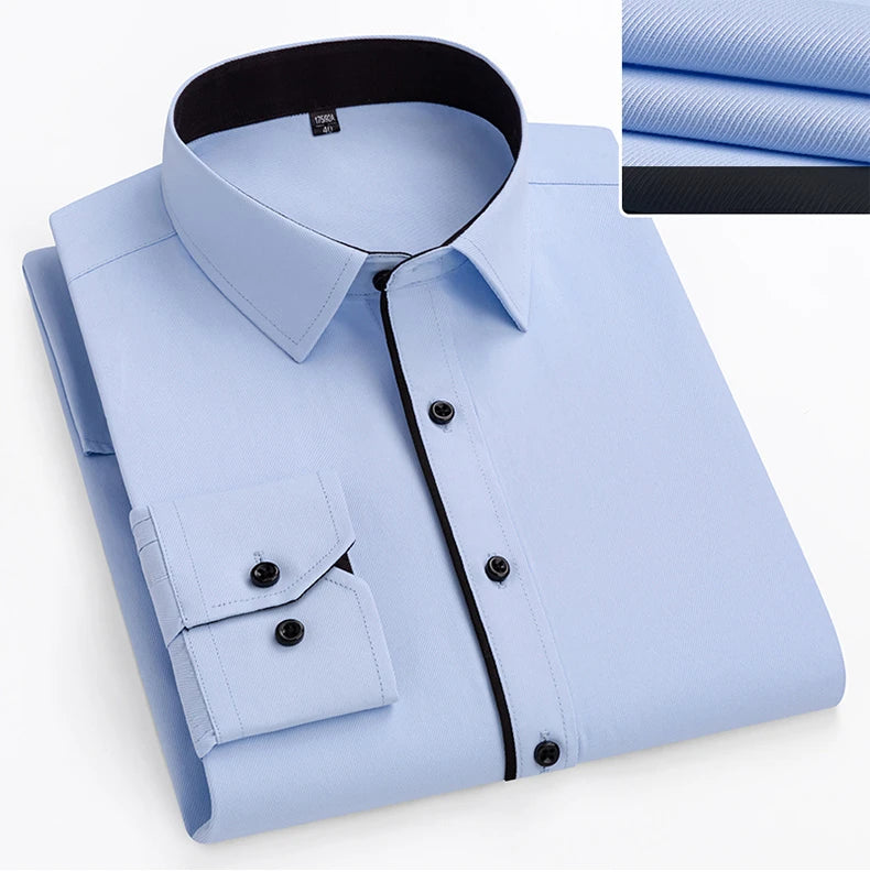 double collor Full shirts for men plus size