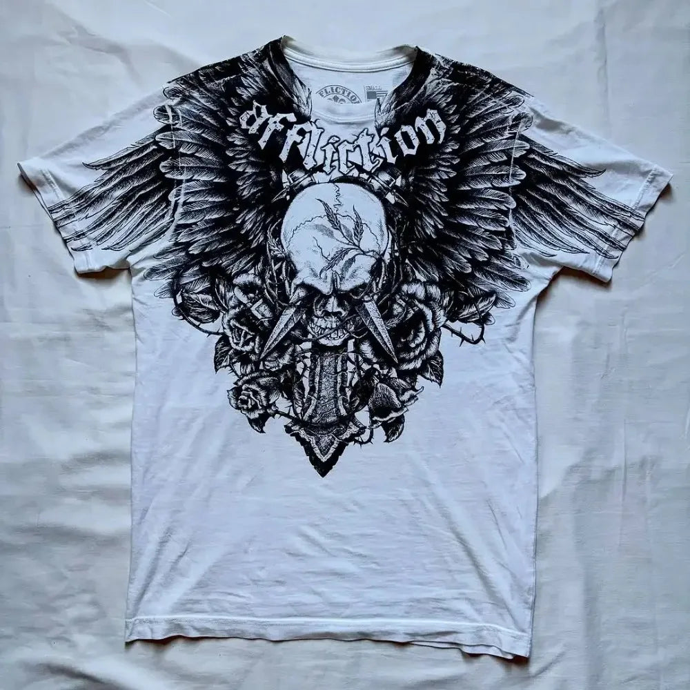 American retro black short sleeved T-shirt men