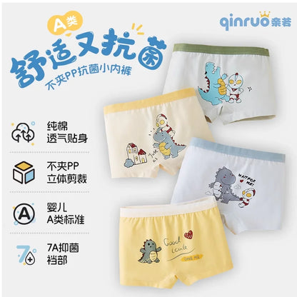 4pcs Teen Boys Boxer Briefs Square Underwear